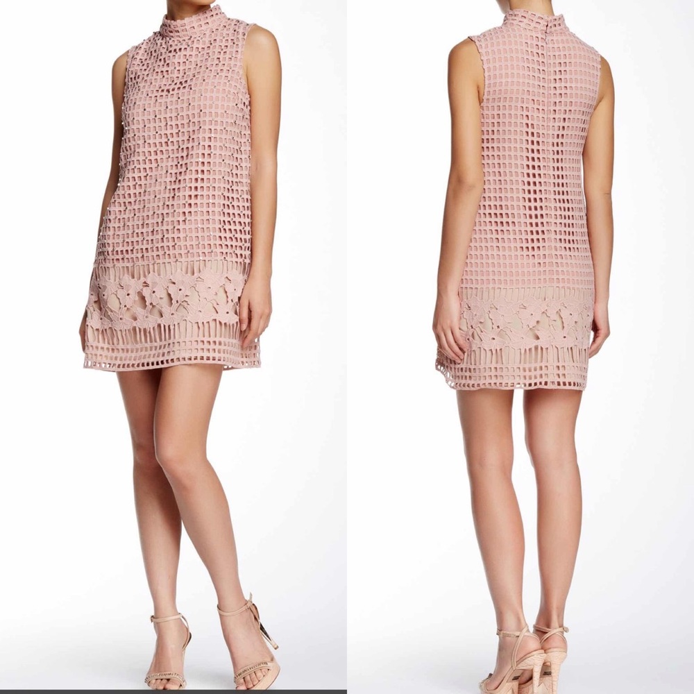 Nordstrom Blush Dress Women Mock Lattice Mini NWT